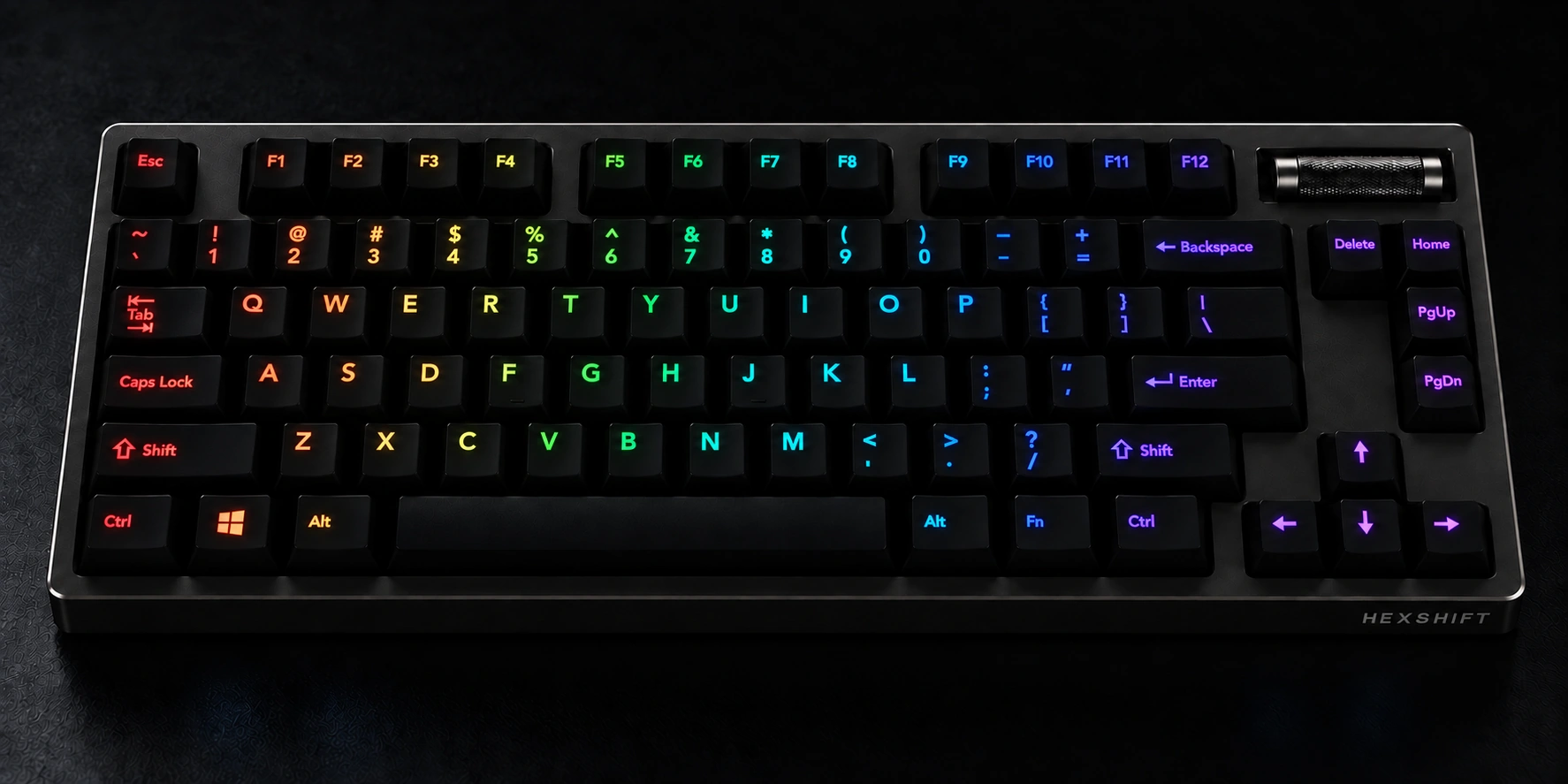 Crisp RGB illumination through the HEXSHIFT key legends